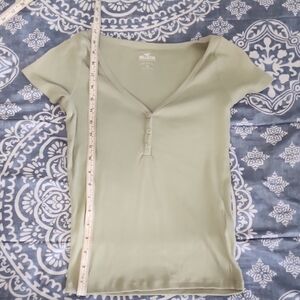 Hollister Sage Green Ribbed Top Medium